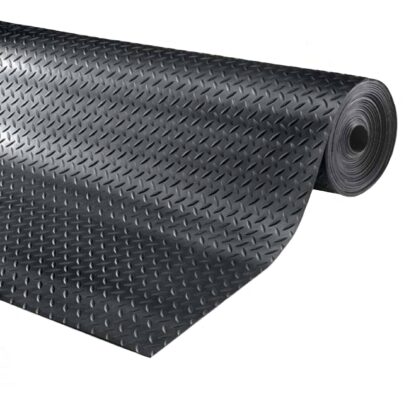 Piso de goma diamantado antideslizante negro por metro